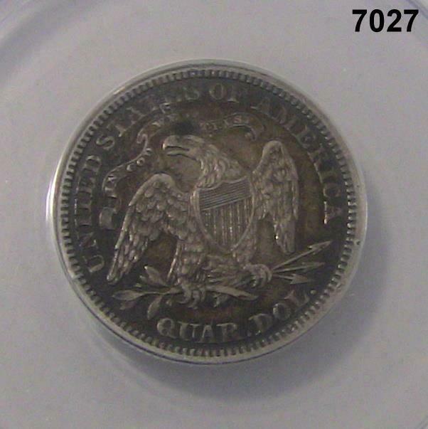 1873 ARROWS SEATED LIBERTY QUARTER ANACS CERTIFIED AU50 1ST YEAR TYPE #7027