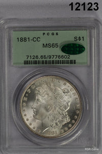 1881 CC MORGAN SILVER DOLLAR PCGS CERTIFIED MS65 OGH & GREEN CAC FROSTY! #12123