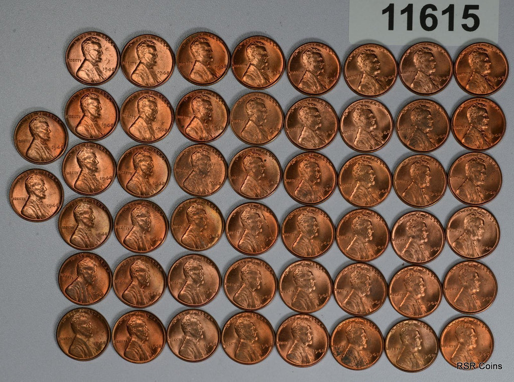 1948 CHOICE BU ROLL (50 COINS) LINCOLN CENTS! #11615