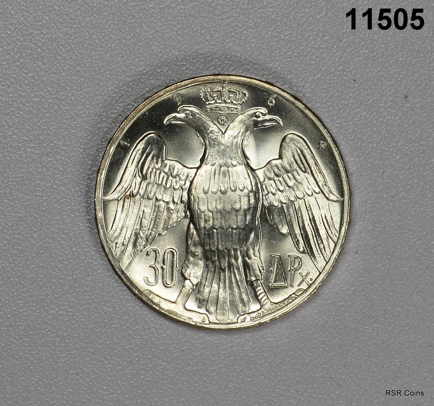 GREECE SILVER 1964 30 DRACHMAI KING & QUEEN OF GREECE GEM FLASHY BU #11505