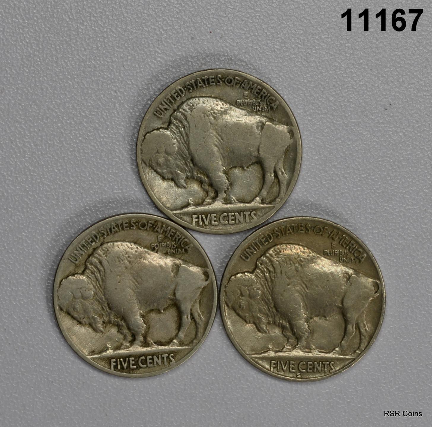 BUFFALO NICKEL 3 COIN LOT: 1930S (XF), 1918 (F), 1916 (F) #11167