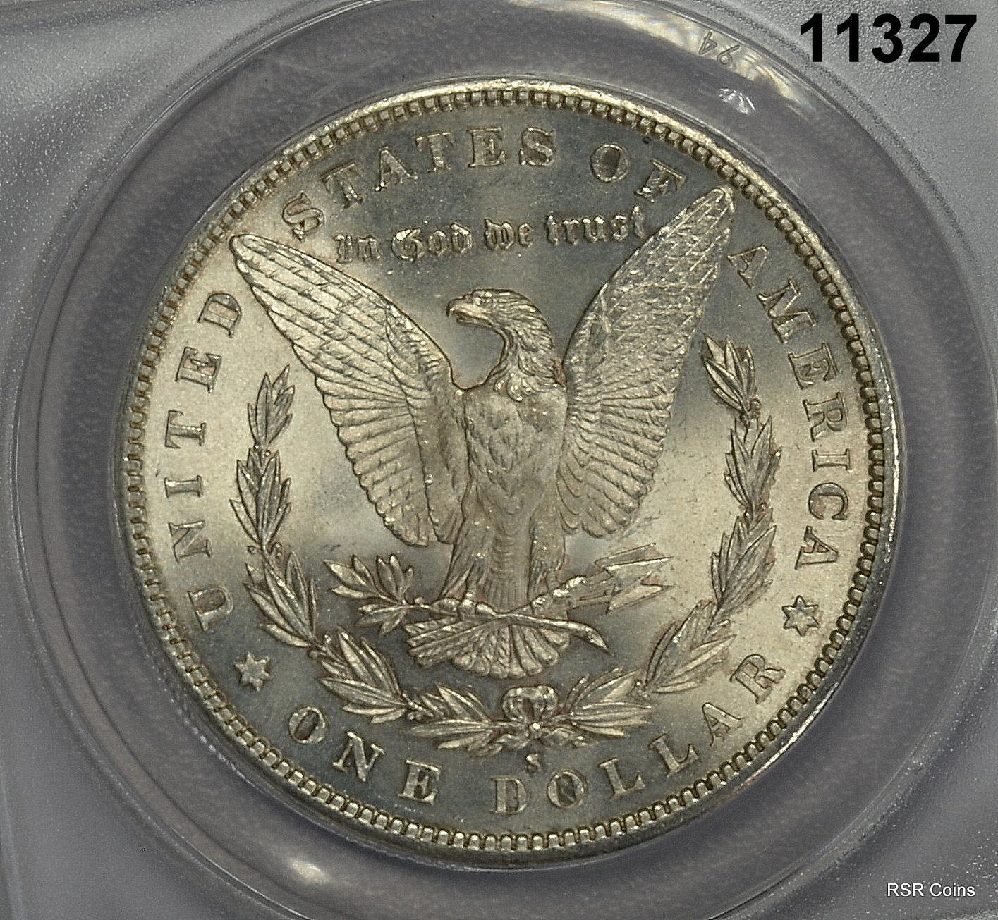 1881 S MORGAN SILVER DOLLAR ANACS CERTIFIED MS62 PALE GOLDEN! #11327