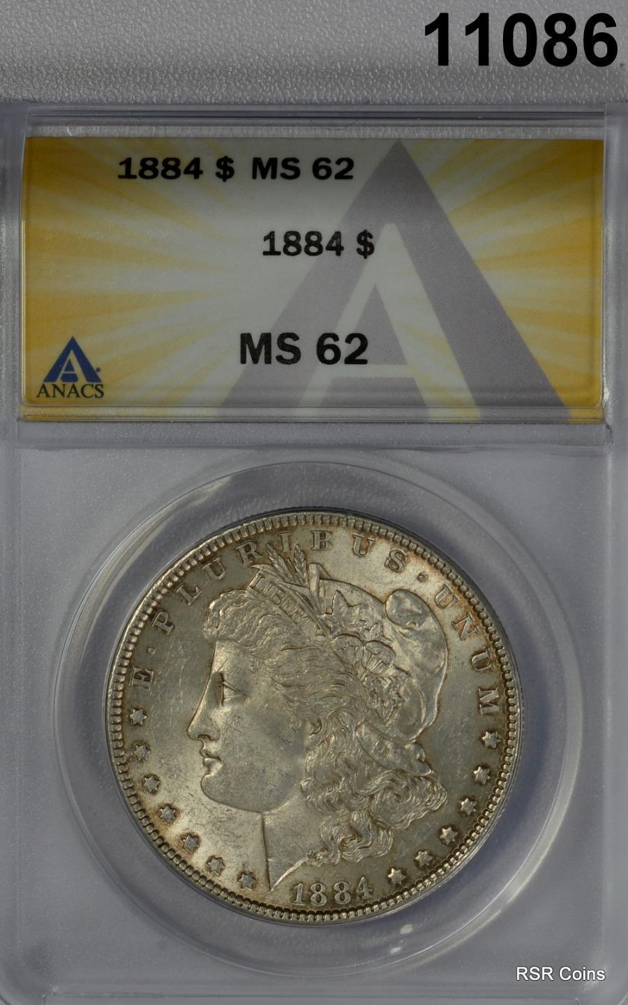 1884 MORGAN SILVER DOLLAR ANACS CERTIFIED MS62 GOLDEN! #11086