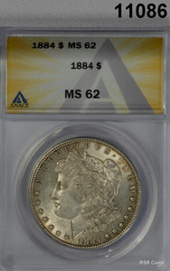 1884 MORGAN SILVER DOLLAR ANACS CERTIFIED MS62 GOLDEN! #11086