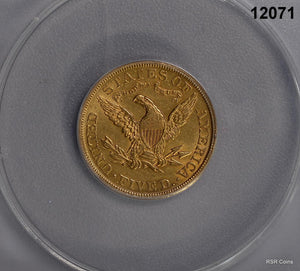 1905 $5 GOLD LIBERTY ANACS CERTIFIED AU53 CLEANED LOOKS BETTER! #12071