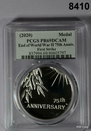 2020 END OF WWII 75TH ANNIVERSARY MEDAL PCGS CERTIFIED 1ST STRIKE PR69 DCAM#8410
