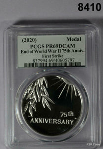 2020 END OF WWII 75TH ANNIVERSARY MEDAL PCGS CERTIFIED 1ST STRIKE PR69 DCAM#8410