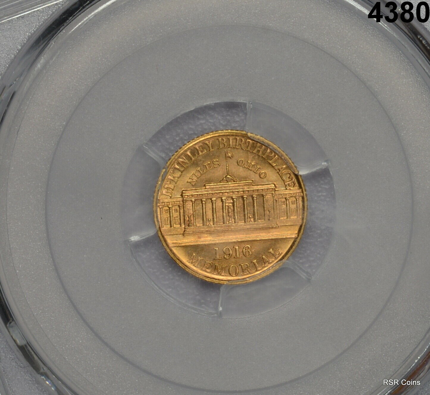 1916 MCKINLEY $1 GOLD COMM PCGS CERTIFIED MS65 FLASHY LUSTER15,000 MINTAGE #4380