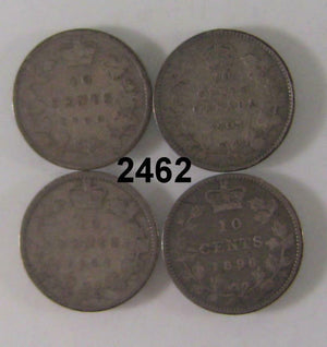 4 CANADIAN DIMES 1896, 1898, 1900, 1903  #2462