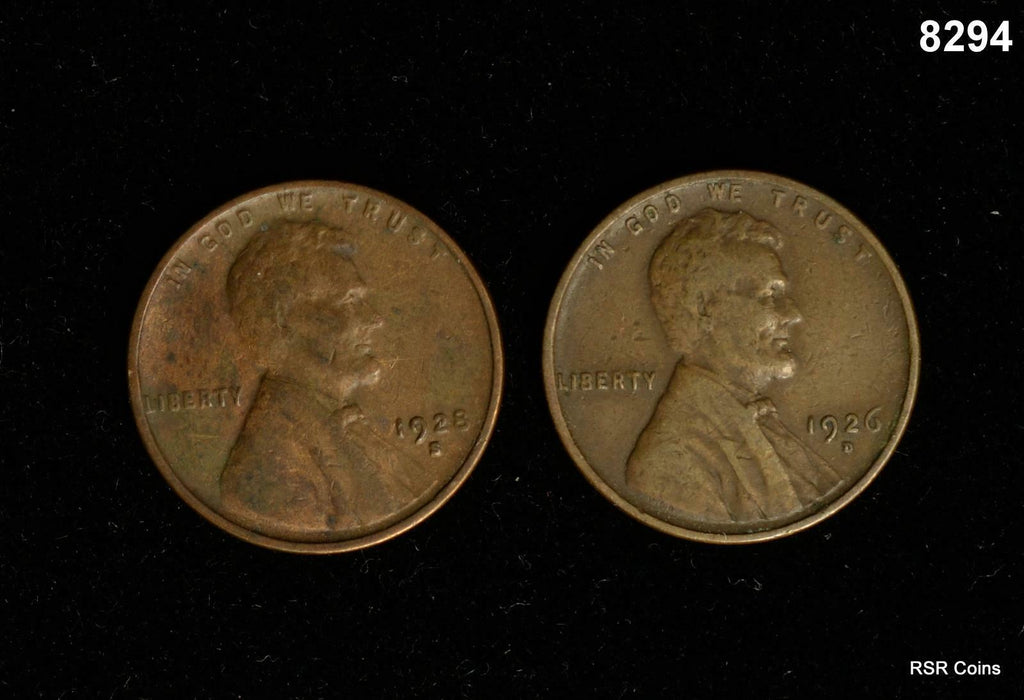 1926 D XF, 1928 S F LINCOLN CENT #8294