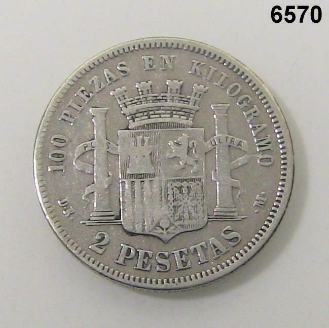 SPAIN 1870 SILVER 2 PESETAS FIRST REPUBLIC #6570