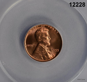 1955 LINCOLN CENT ANACS CERTIFIED MS66 RED #12228