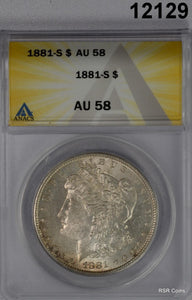 1881 S MORGAN SILVER DOLLAR COLORS! ANACS CERTIFIED AU58 LOOKS BETTER! #12129