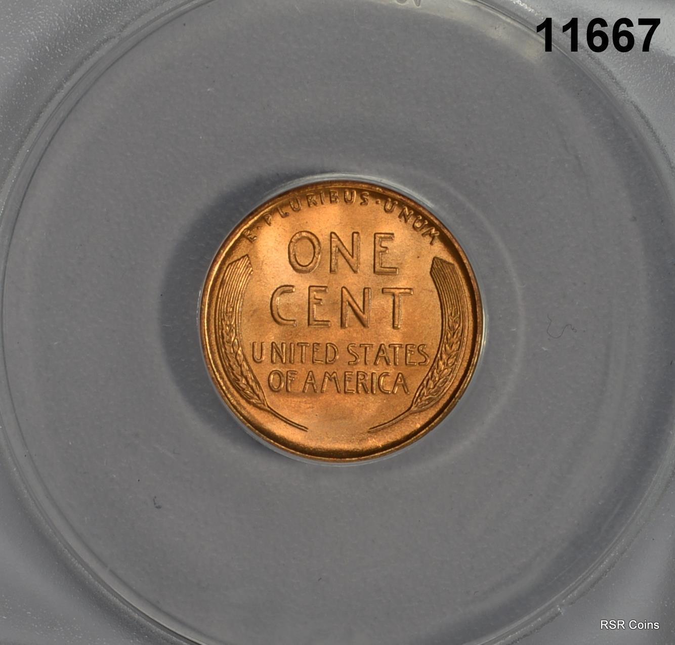 1942 LINCOLN WHEAT CENT ANACS CERTIFIED MS67 RED FLASHY! #11667