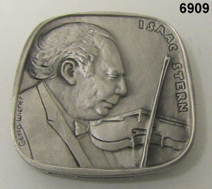 1982 ISAAC STERN JEW. HALL FAME MAGNES MUS 75g .999 SILVER MEDAL TRAPEZOID #6909