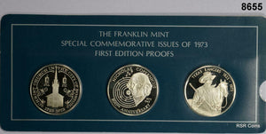 1973 FRANKLIN MINT 1-1/2" PROOF 24G STERLING SILVER 12 MEDALS MINT SEALED #8655