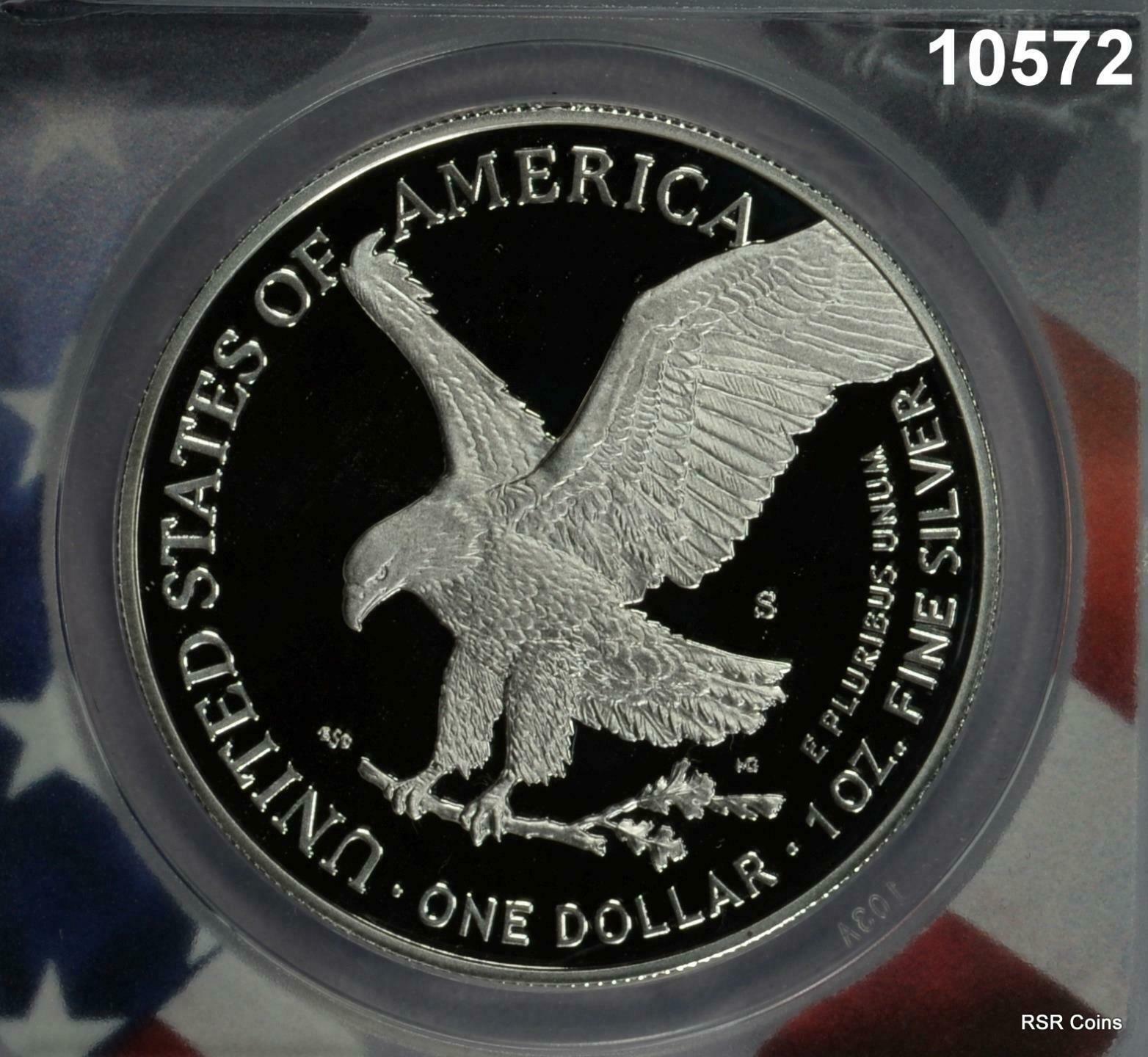 2021 S $1 SILVER EAGLE TYPE 2 ANACS CERTIFIED PR70 DCAM FIRST STRIKE #10572