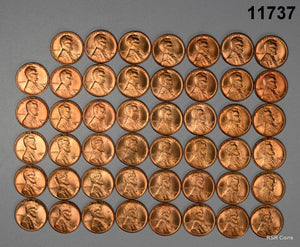 47 COIN PARTIAL ROLL 1944 CHOICE BU LINCOLN CENT COINS!! #11737