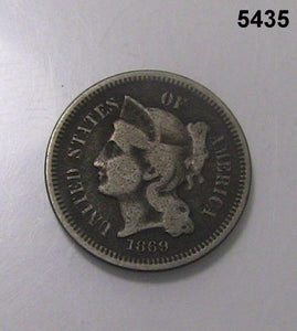 1869 3 CENT NICKEL F PITTED #5435