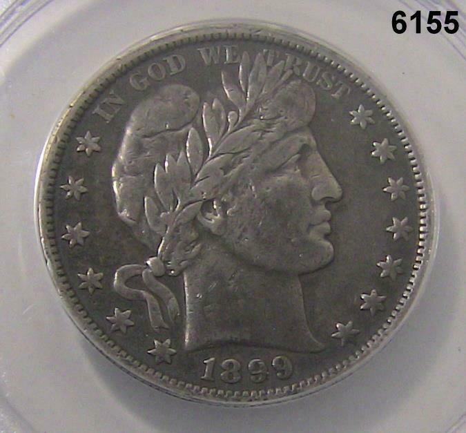 1899 BARBER HALF DOLLAR ANACS CERTIFIED VF20 CLEANED #6155