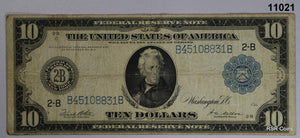 1914 US FEDERAL RESERVE $10 NOTE HORSE BLANKET FINE! #11021