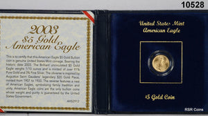 AMERICAN 2003 1/10TH OZ GOLD $5 EAGLE BU! #10528