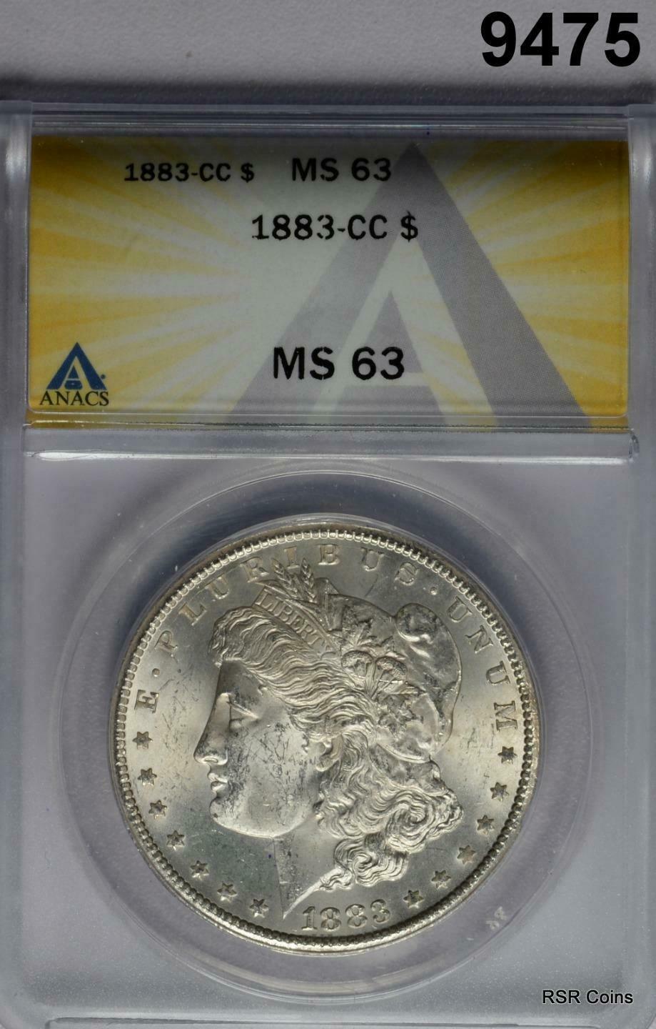 1883 CC MORGAN SILVER DOLLAR ANACS CERTIFIED MS63 FLASHY WHITE!! #9475