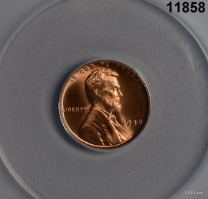 1938 LINCOLN CENT ANACS CERTIFIED MS66 RD! FINE RED! #11858