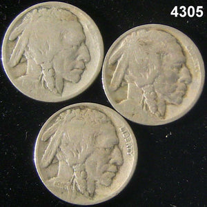 BUFFALO NICKEL 3 COIN LOT: 1916S (G), 1925D (VG), 1914S (VG) #4305