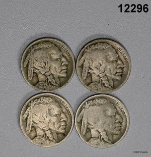 4  COIN BUFFALO NICKEL LOT: 1916, 17, 24D, 16S G-VG! #12296