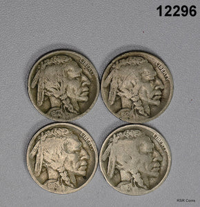 4  COIN BUFFALO NICKEL LOT: 1916, 17, 24D, 16S G-VG! #12296