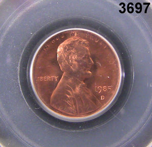 1985 D LINCOLN CENT PCGS CERTIFIED MS 67 RD! #3697