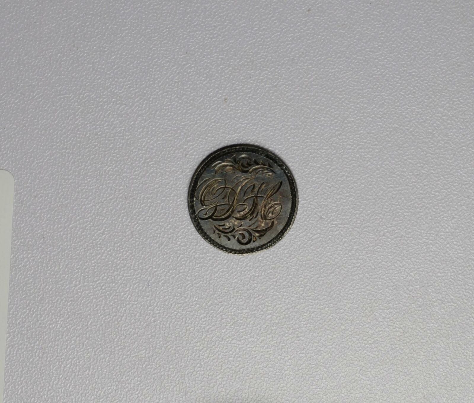 1884 SEATED DIME LOVE TOKEN ENGRAVED "DFC" XF!! NO HOLE! #9295