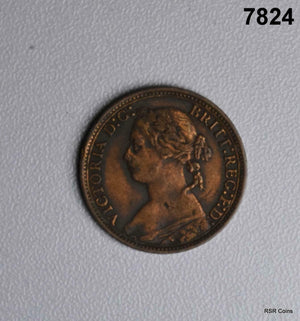 BRITAIN 1879 FARTHING AU! #7824