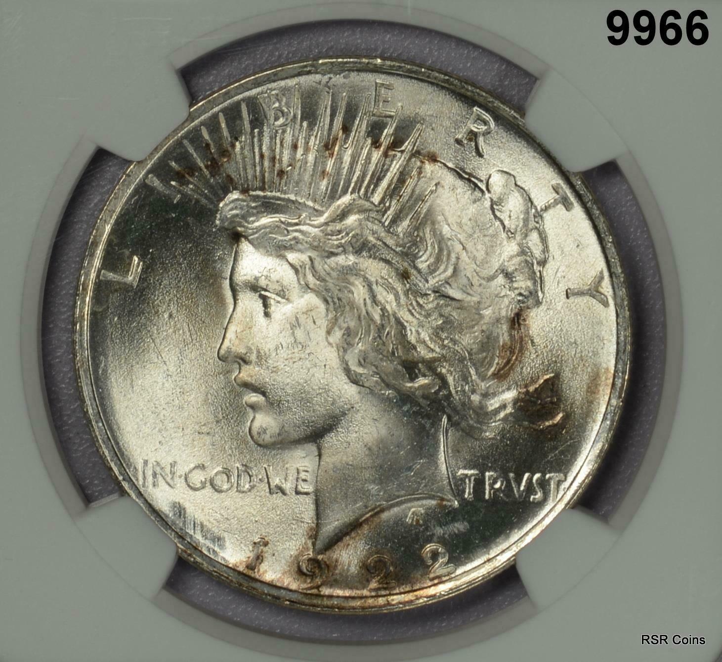 1922 PEACE SILVER DOLLAR NGC CERTIFIED MS63 NICE! #9966
