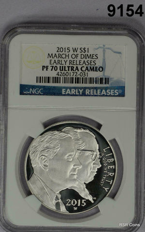 2015 W SILVER DOLLAR MARCH OF DIMES COMMEM NGC CERTIFIED PF70 ULTRA CAMEO#9154