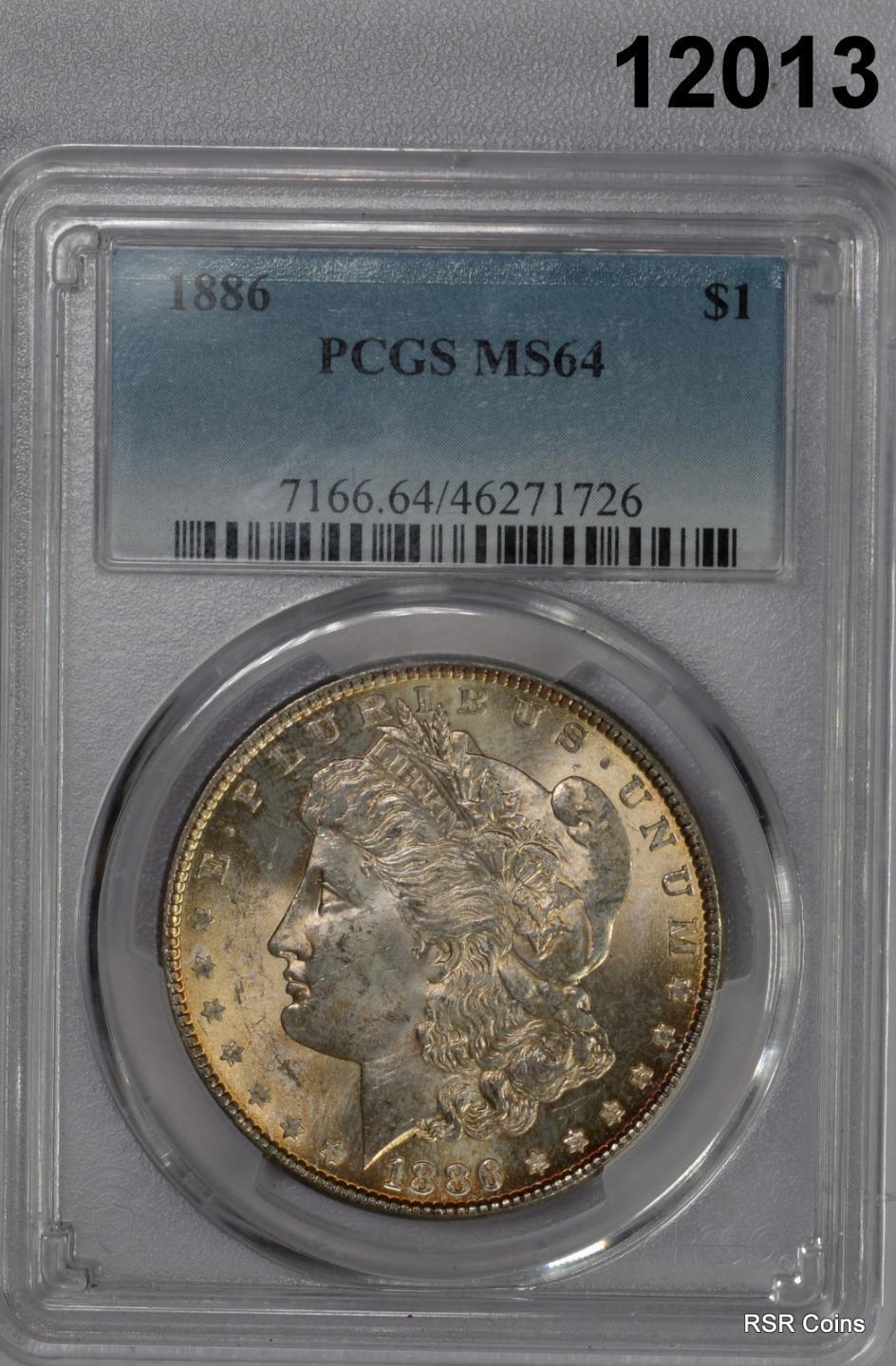 1886 MORGAN SILVER DOLLAR PCGS CERTIFIED MS64 FULL STRIKE ORANGE RIM! #12013