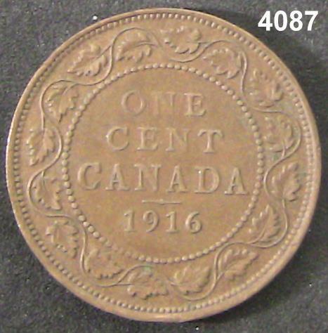 1916 CANADA LARGE CENT AU #4087
