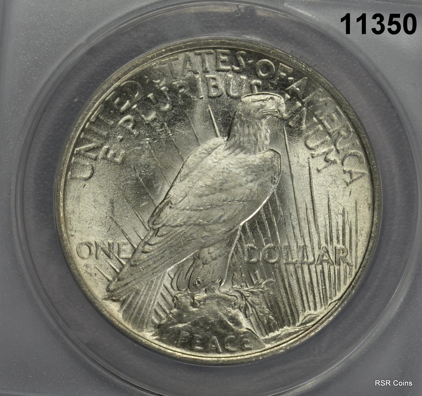 1923 PEACE SILVER DOLLAR ANACS CERTIFIED MS63 FLASHY! #11350