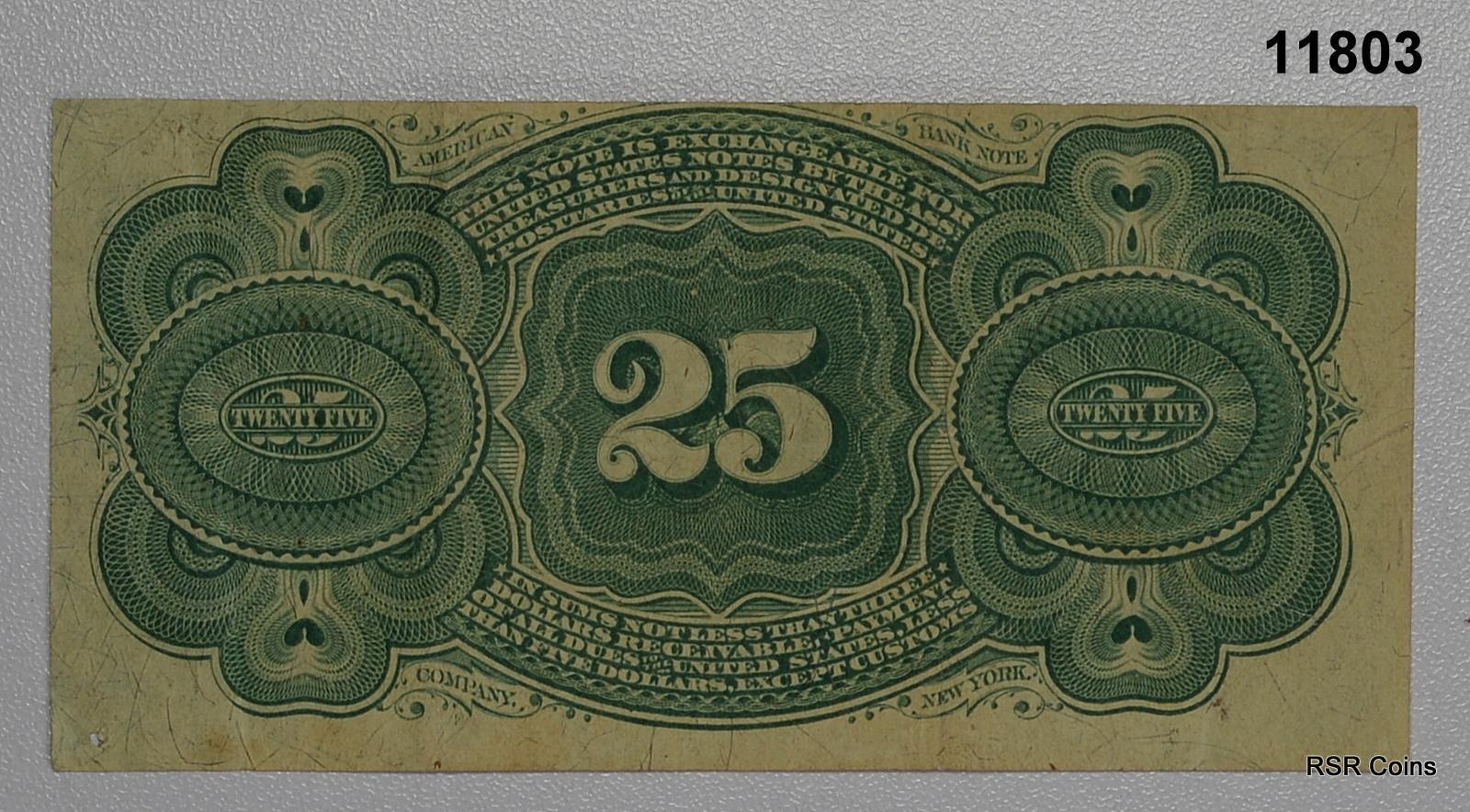 1863 US FRACTIONAL CURRENCY 25 CENTS GEORGE WASHINGTON NOTE #11803
