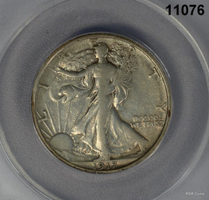 1917 WALKING LIBERTY HALF ANACS CERTIFIED VF25 CLEANED #11076