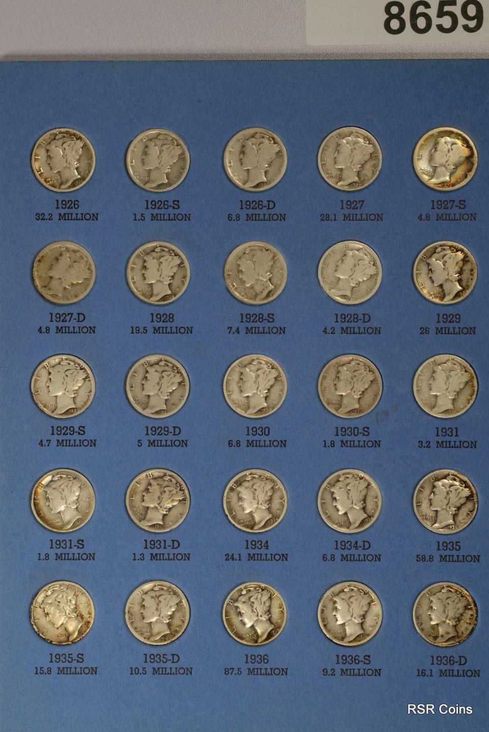 1916-1945 MERCURY DIME AG-VF+ 74 COIN LOT NO 16D, 21P&D 90% SILVER COINS #8659