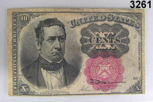 U.S. FRACTIONAL CURRENCY TEN CENTS NOTE SERIES OF 1874 XF GREAT COLOR! #3261