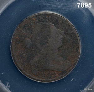 1802 LARGE CENT ANACS CERTIFIED VG8 CORRODED #7895