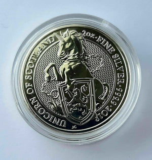 2018 2 oz Queen's Beast Unicorn of Scotland .999 Silver GEM BU Coin Capsule#8103