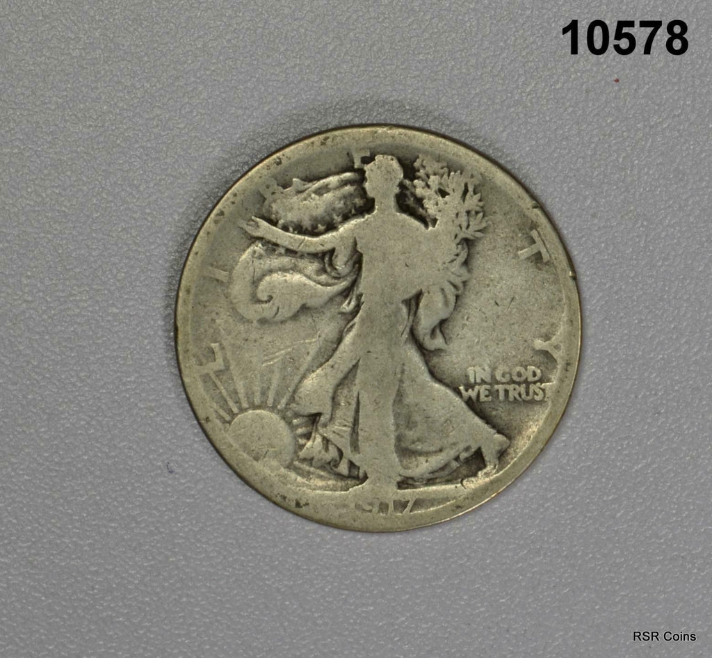 1917 S (REVERSE) WALKING HALF 90% SILVER #10578