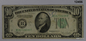 1934 C $10 NEW YORK FEDERAL RESERVE NOTE LIGHT GREEN FINE! #12456