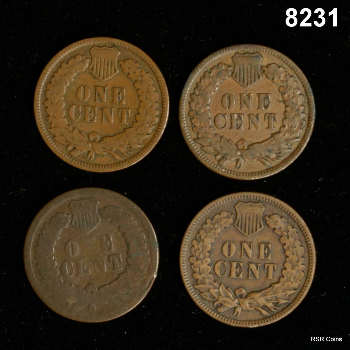 INDIAN HEAD CENTS: 1880, 1909, 1905, 1864 G TO FINE+ #8231