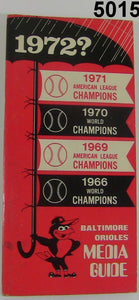 BALTIMORE ORIOLES 1972 PRESS RADIO TV MEDIA GUIDE GEM NEAR MINT CONDITION #5015