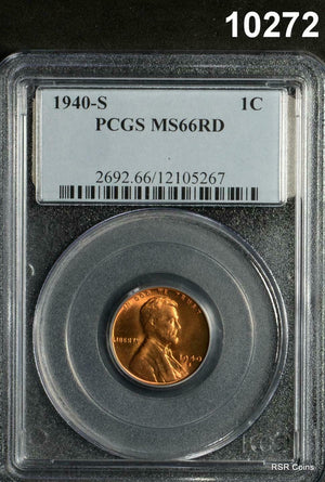 1940 LINCOLN CENT PCGS CERTIFIED MS66 RD SUNSET RED!! #10272